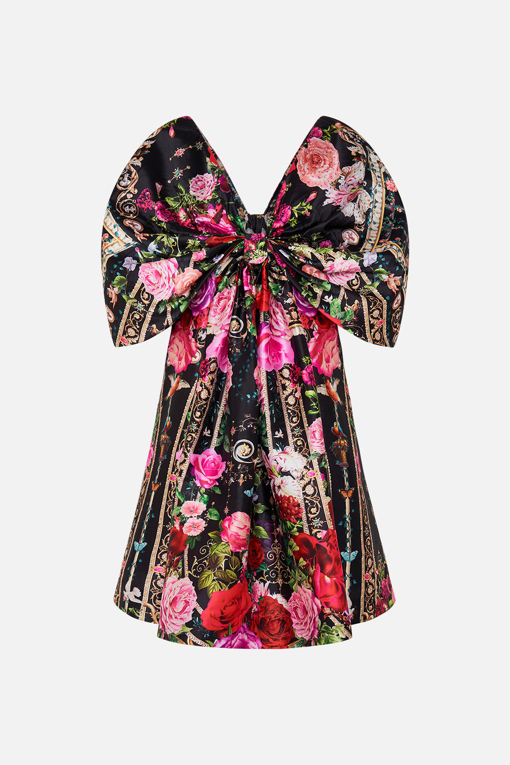 Product view of CAMILLLA taffeta mini dress in Reservation For Love print