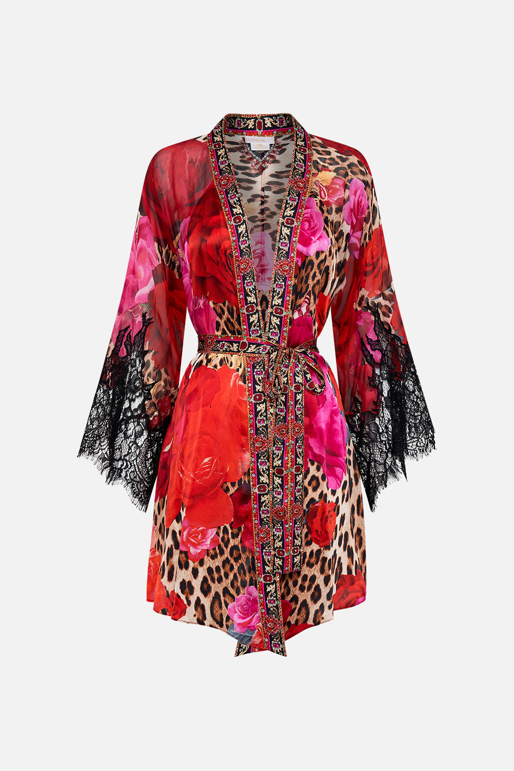 Product view CAMILLA silk kimono jacket in Heart Like A Wildflower print