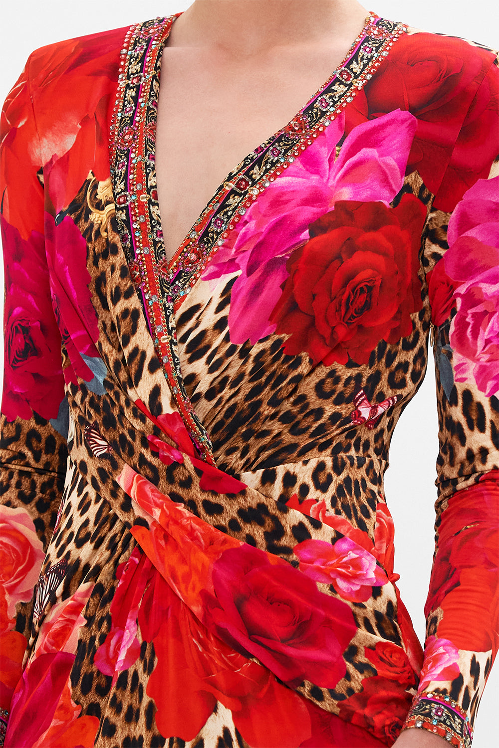 V-NECK MIDI CROSS FRONT DRESS HEART LIKE A WILDFLOWER