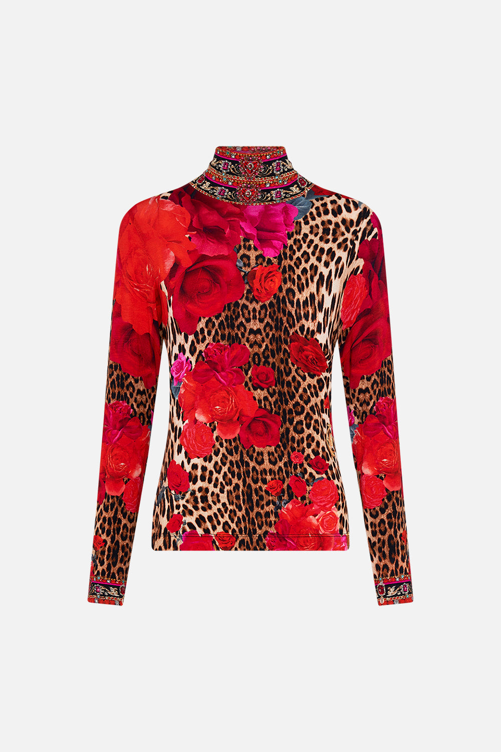 CAMILLA jersey turtleneck in Heart Like A Wildflower print