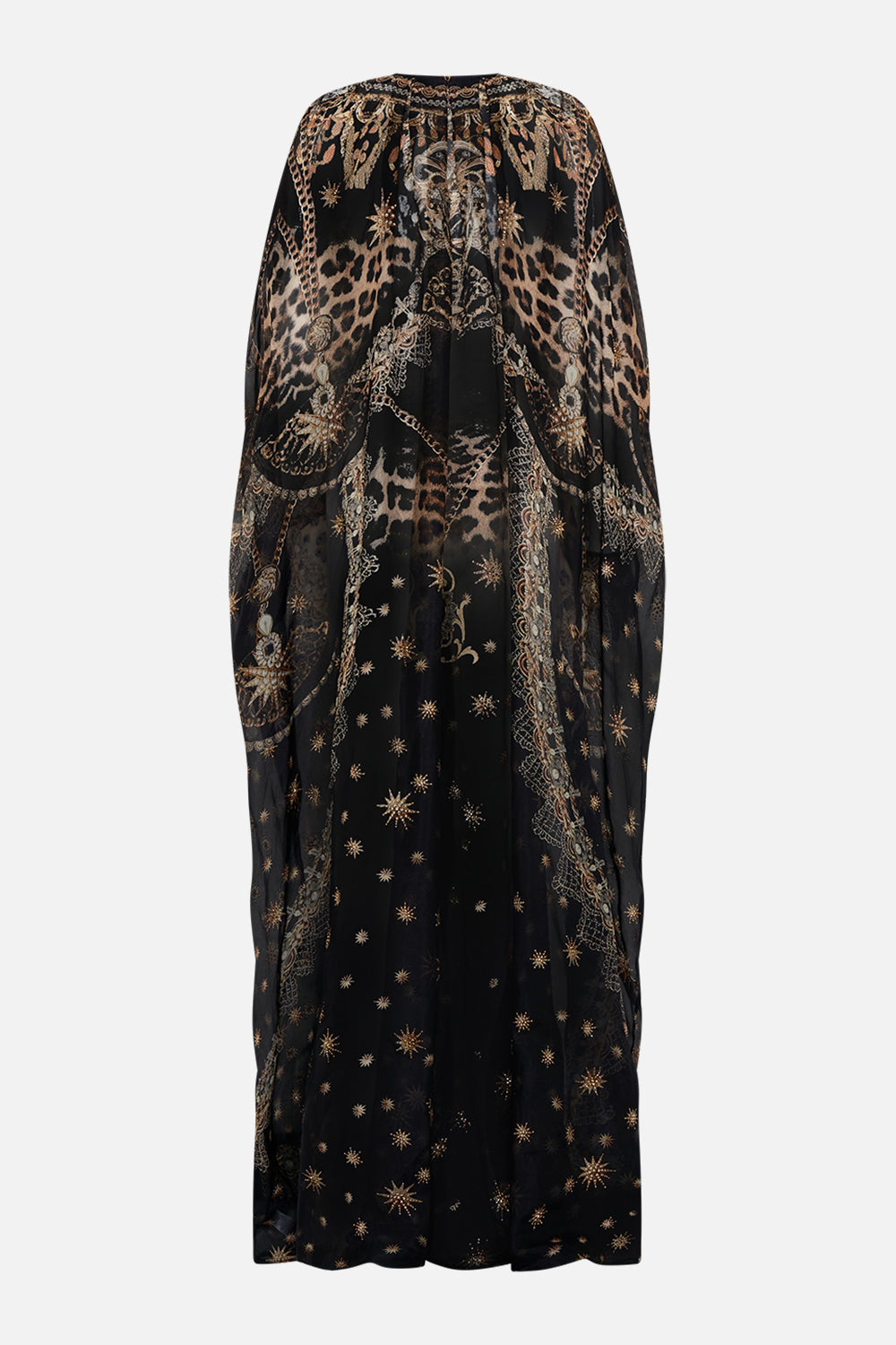 CAMILLA silk kimono layer black in Masked Moonlight print
