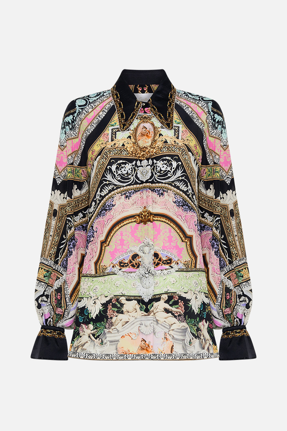 CAMILLA silk blouse in Florence Field Day print