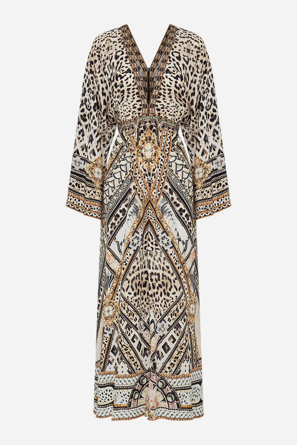 Product view of CAMILLA silk kimono dress in Mosiac Muse print