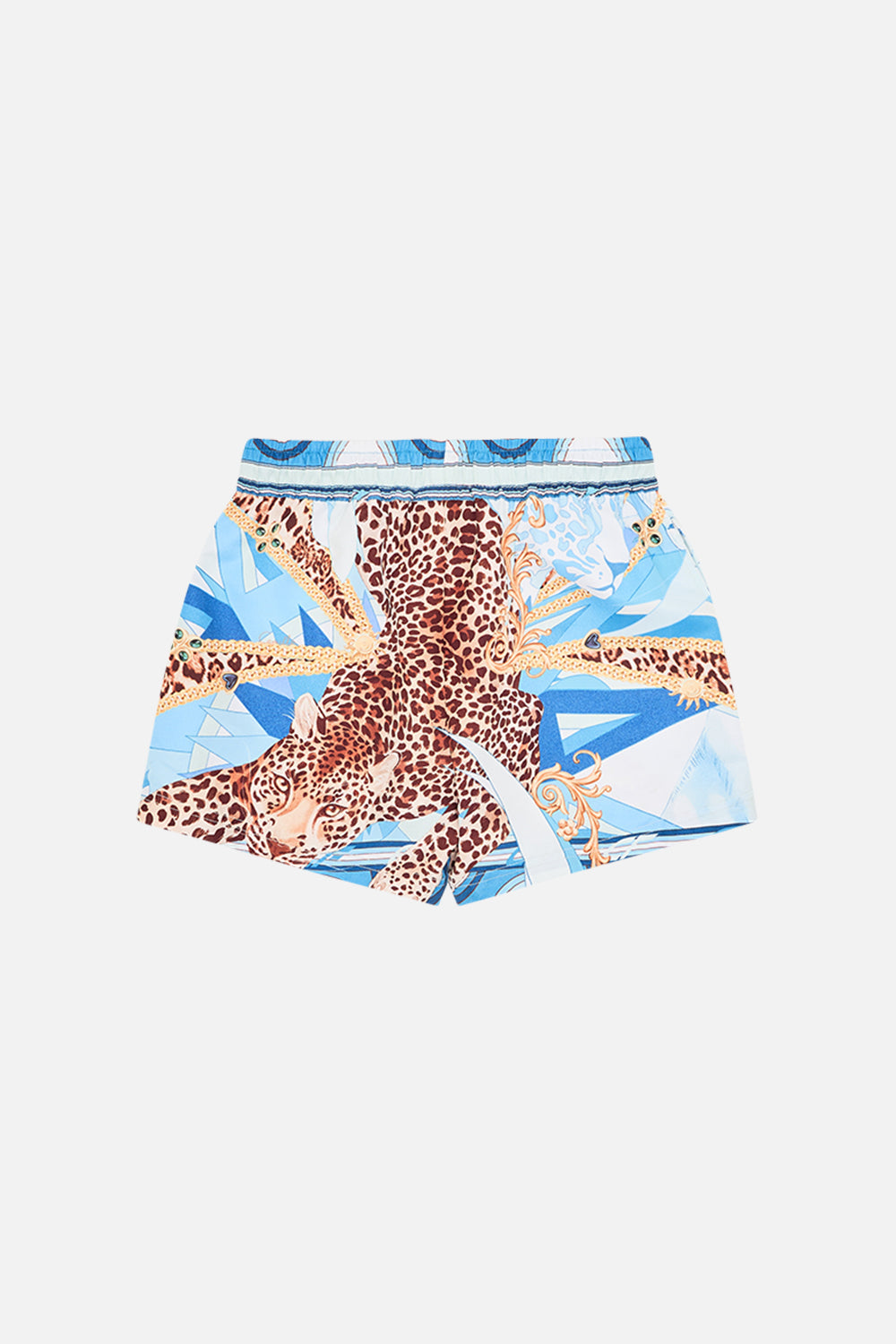 Product view of Milla By CAMILLA boys boardshorts in Sky Cheetah print