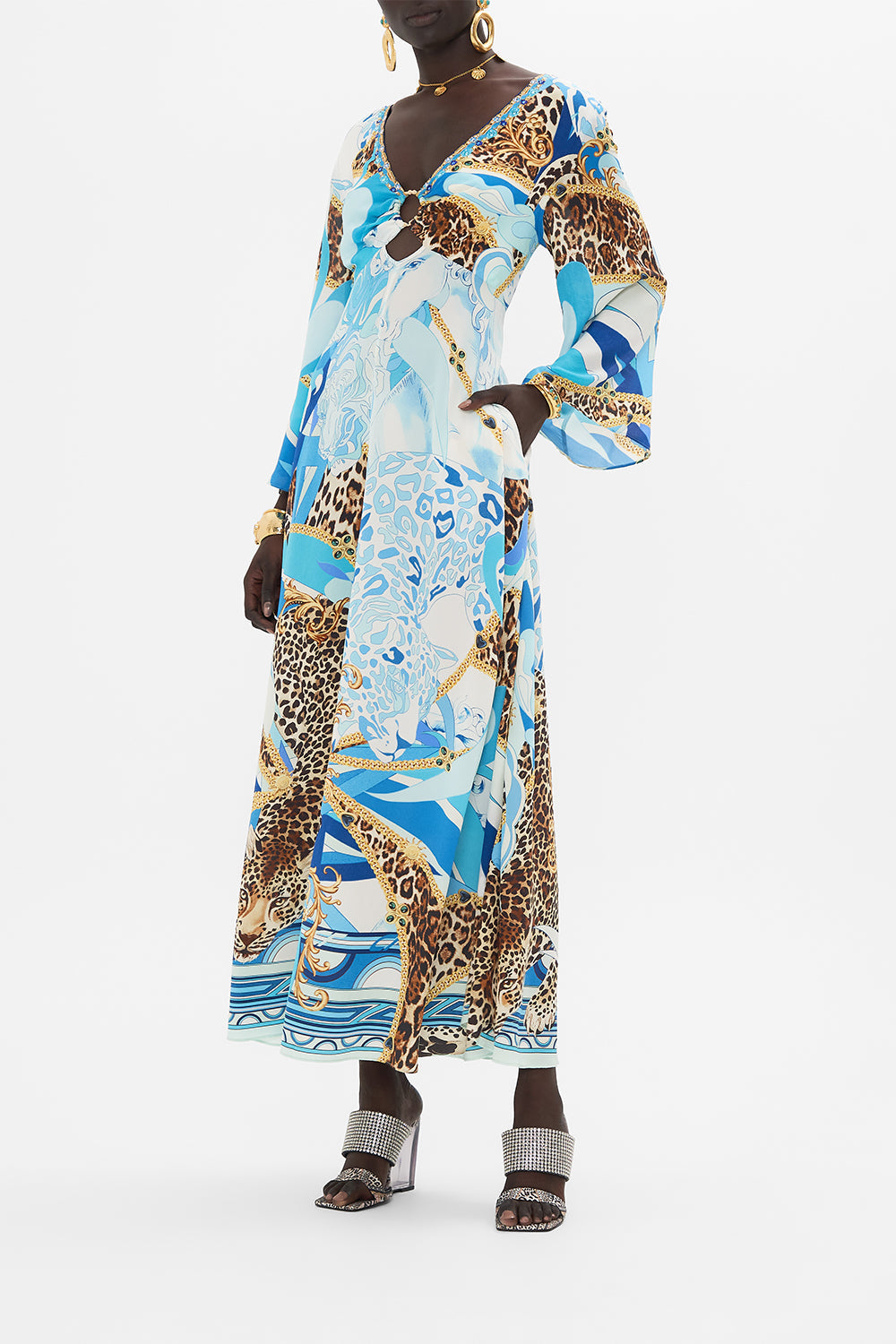 HARDWARE BIAS DRESS SKY CHEETAH