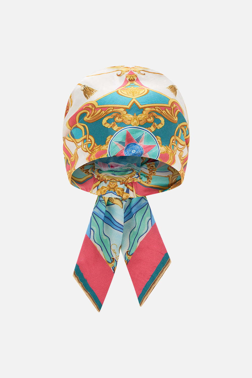 Product view of CAMILLA silk headscarf in Sail Away With Me print
