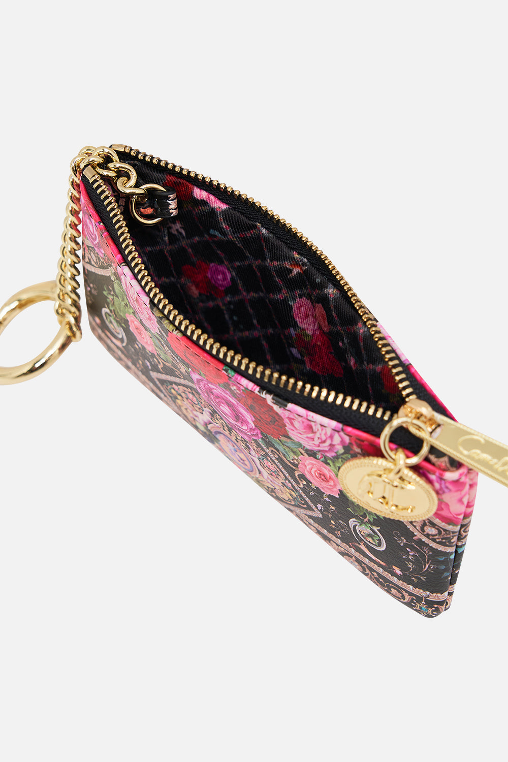 Product view of CAMILLA designer cardholder in Reservation For Love print