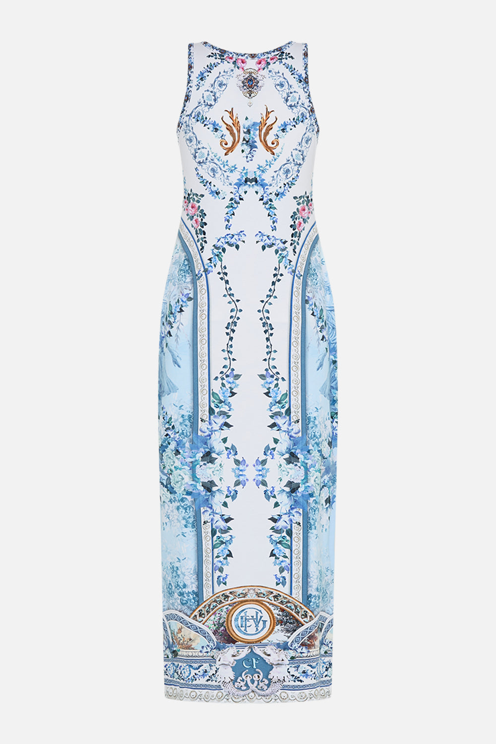 Video of model wearing CAMILLA Jersey tank dress in Seasson of The Siren print