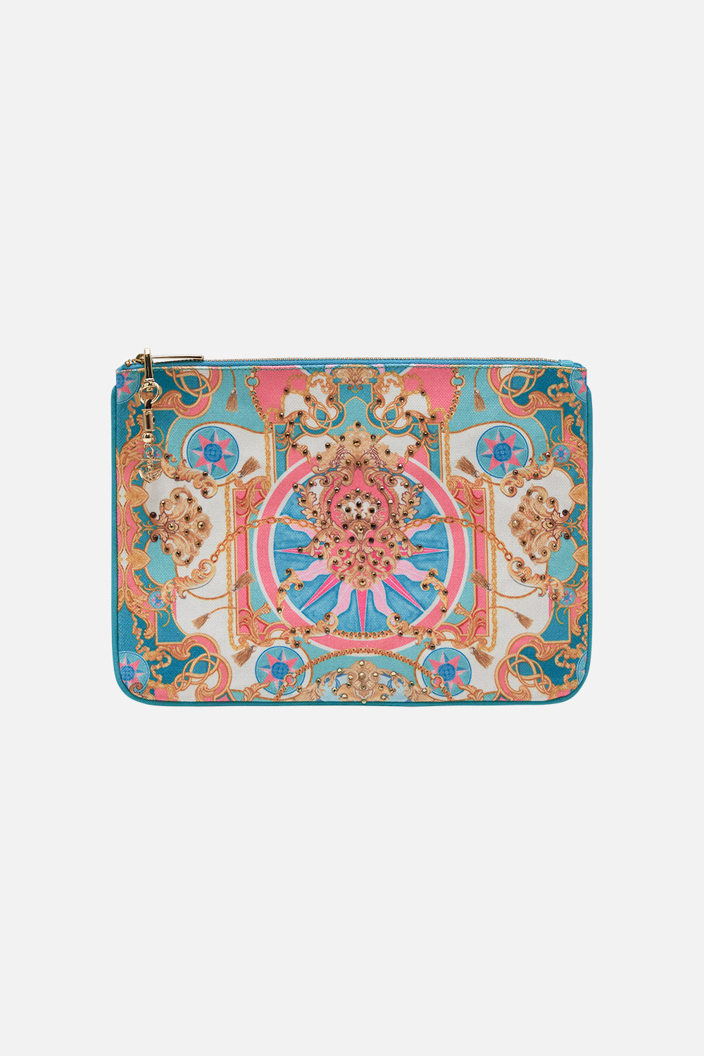 Product view of CAMILLA clutch bag in Sail Awaay With Me print