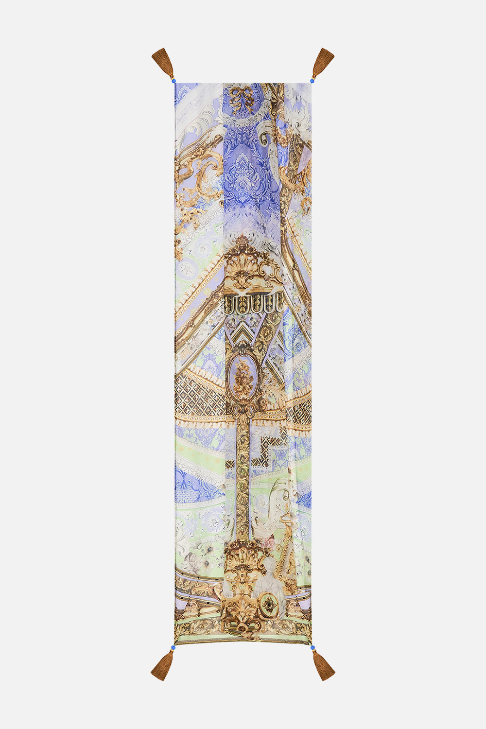 Product view of CAMILLA long silk scarf in Guilded Pleasures print