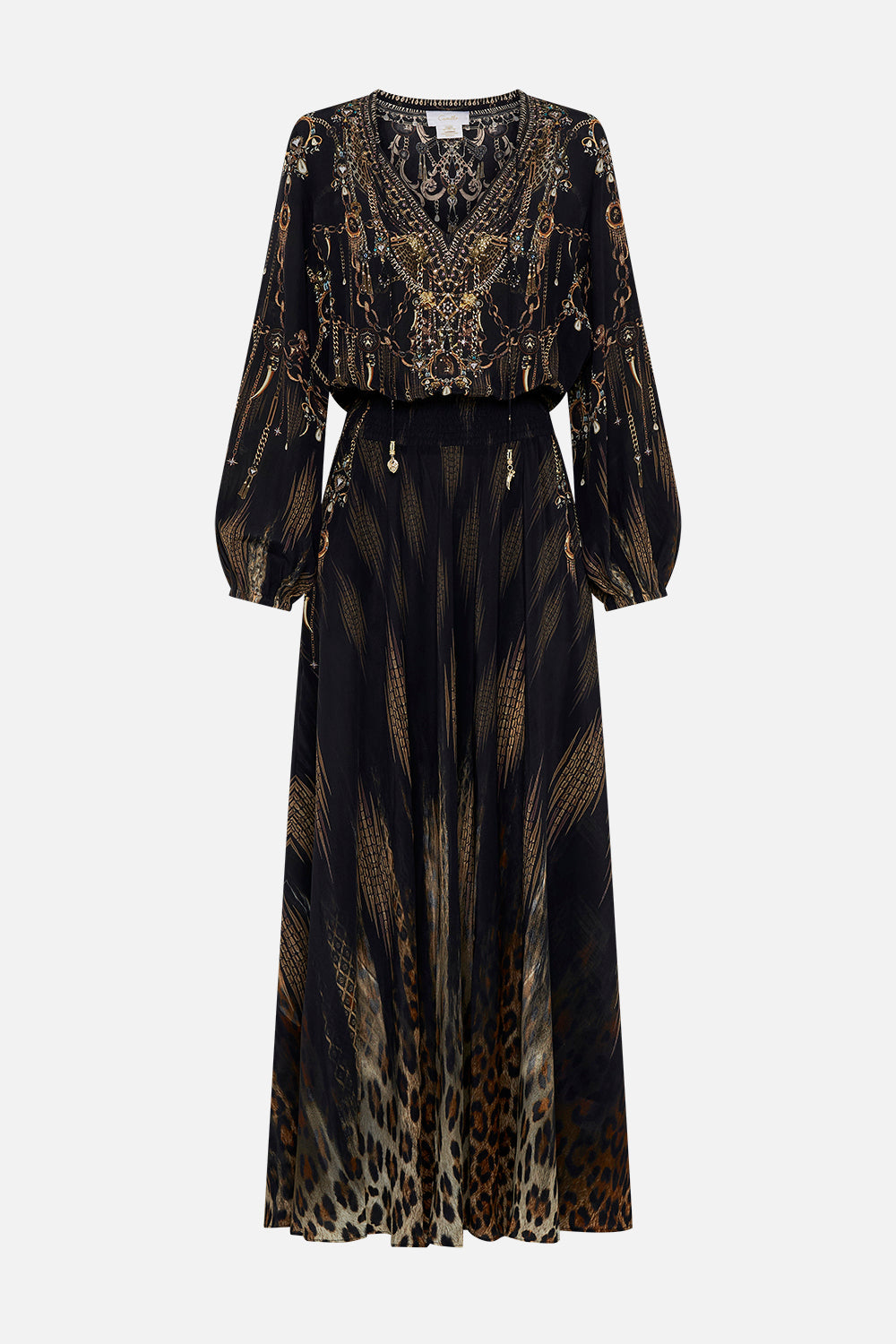 Product view of CAMILLA silk maxi dress in Jungle Dreaming print