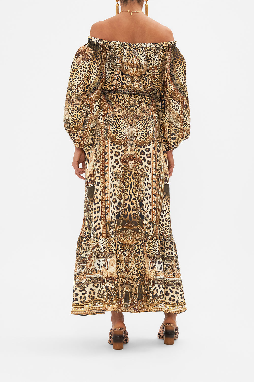 FRILL OFF THE SHOULDER LONG DRESS STANDING OVATION