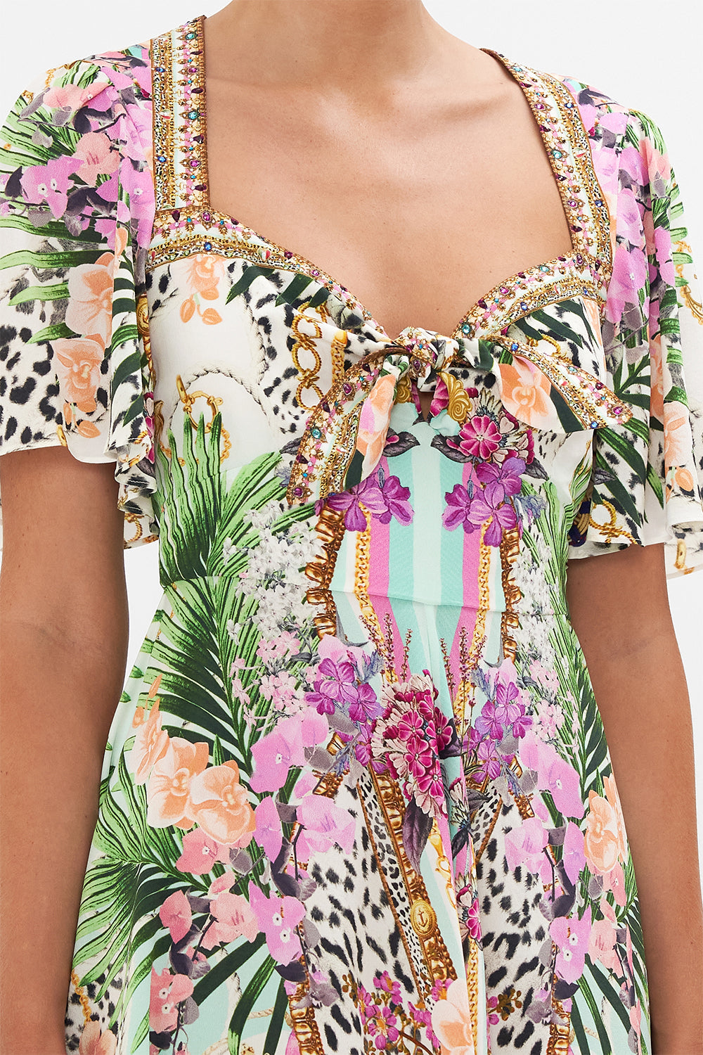 TIE FRONT MINI WITH FLUTTER SLEEVES DEAR AMORE MIO