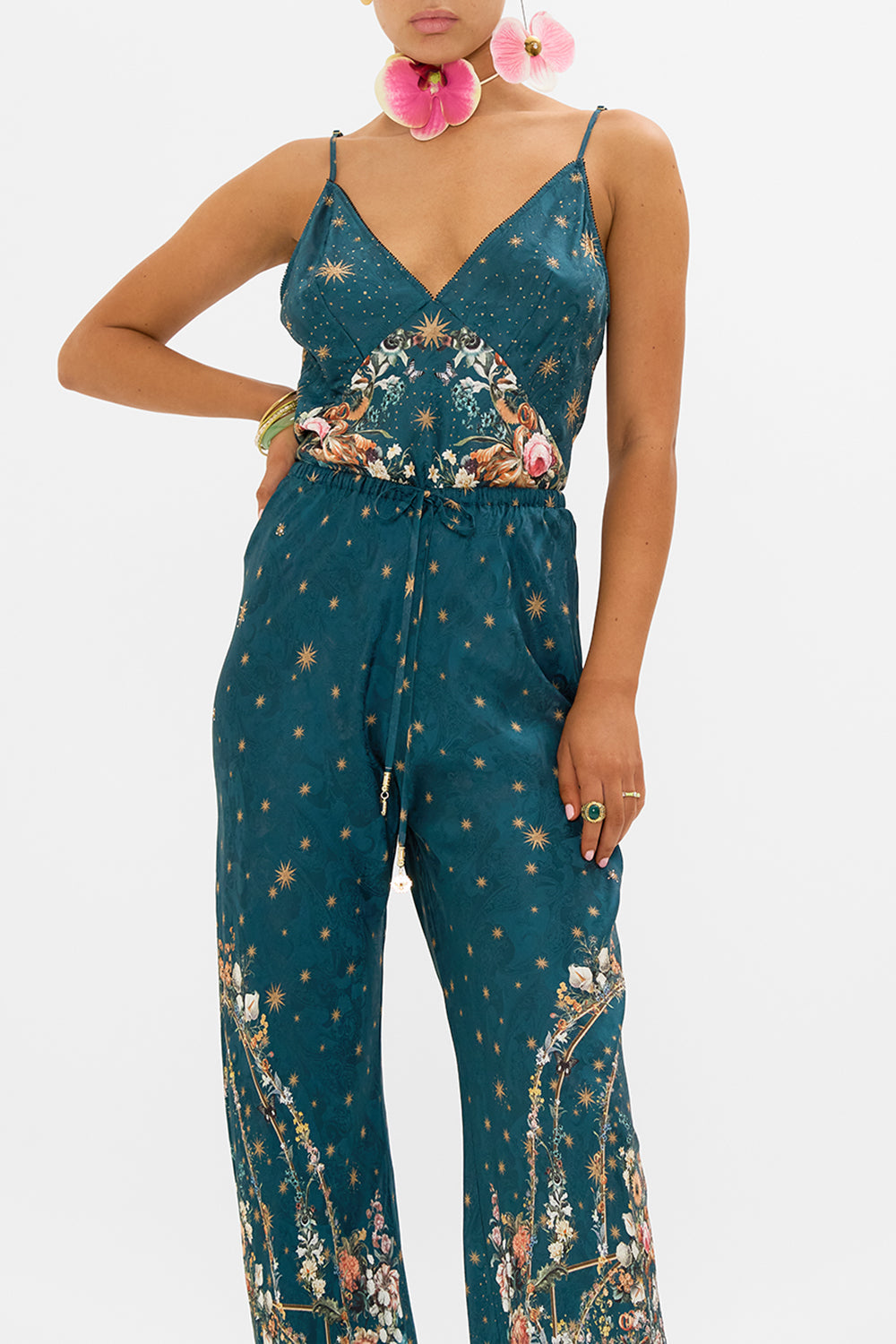 CAMILLA silk cami in She Whie Wears The Crown print