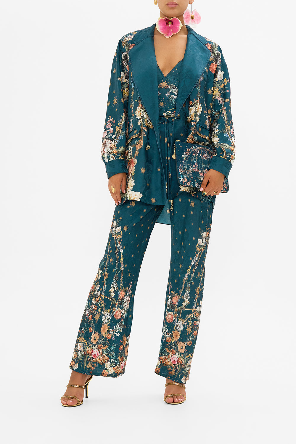 CAMILLA silk cami in She Whie Wears The Crown print