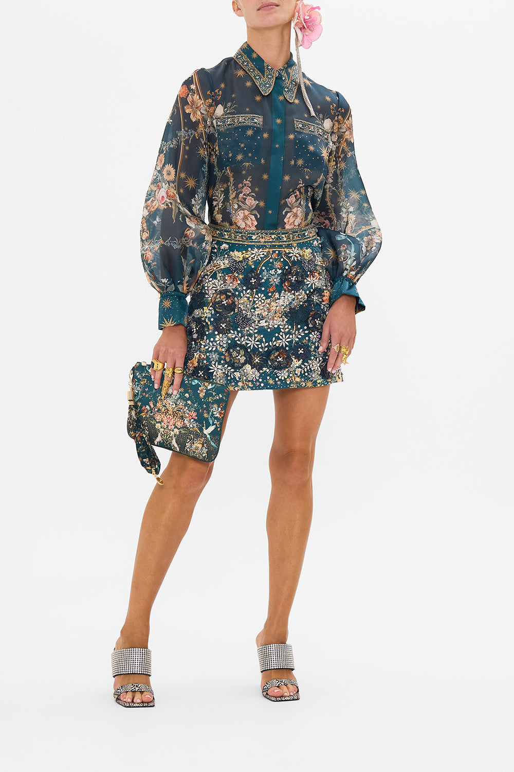 CAMILLA silk blouse in She Who Wears The Crown print