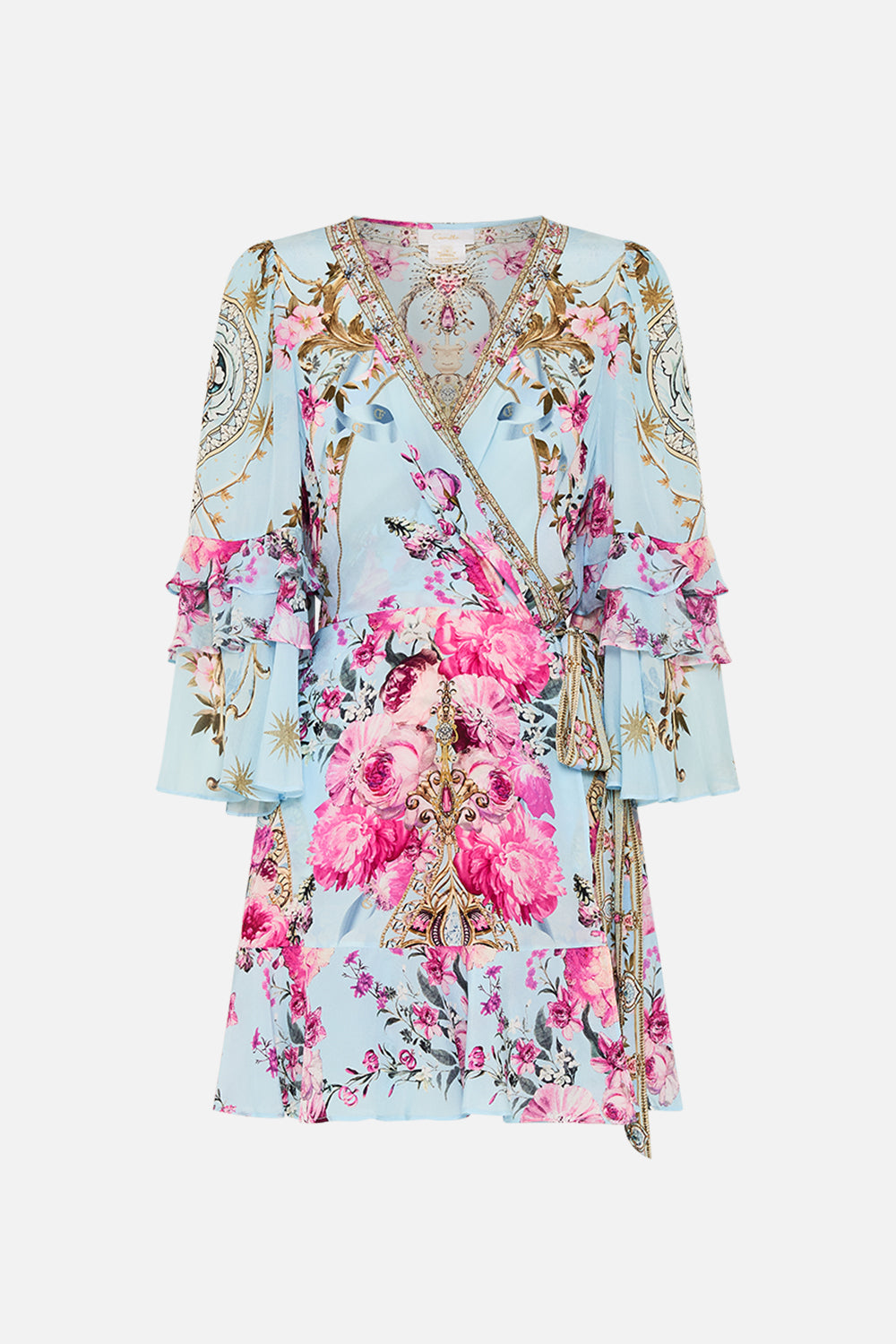 CAMILLA silk wrap dress in Down The Garden Path print