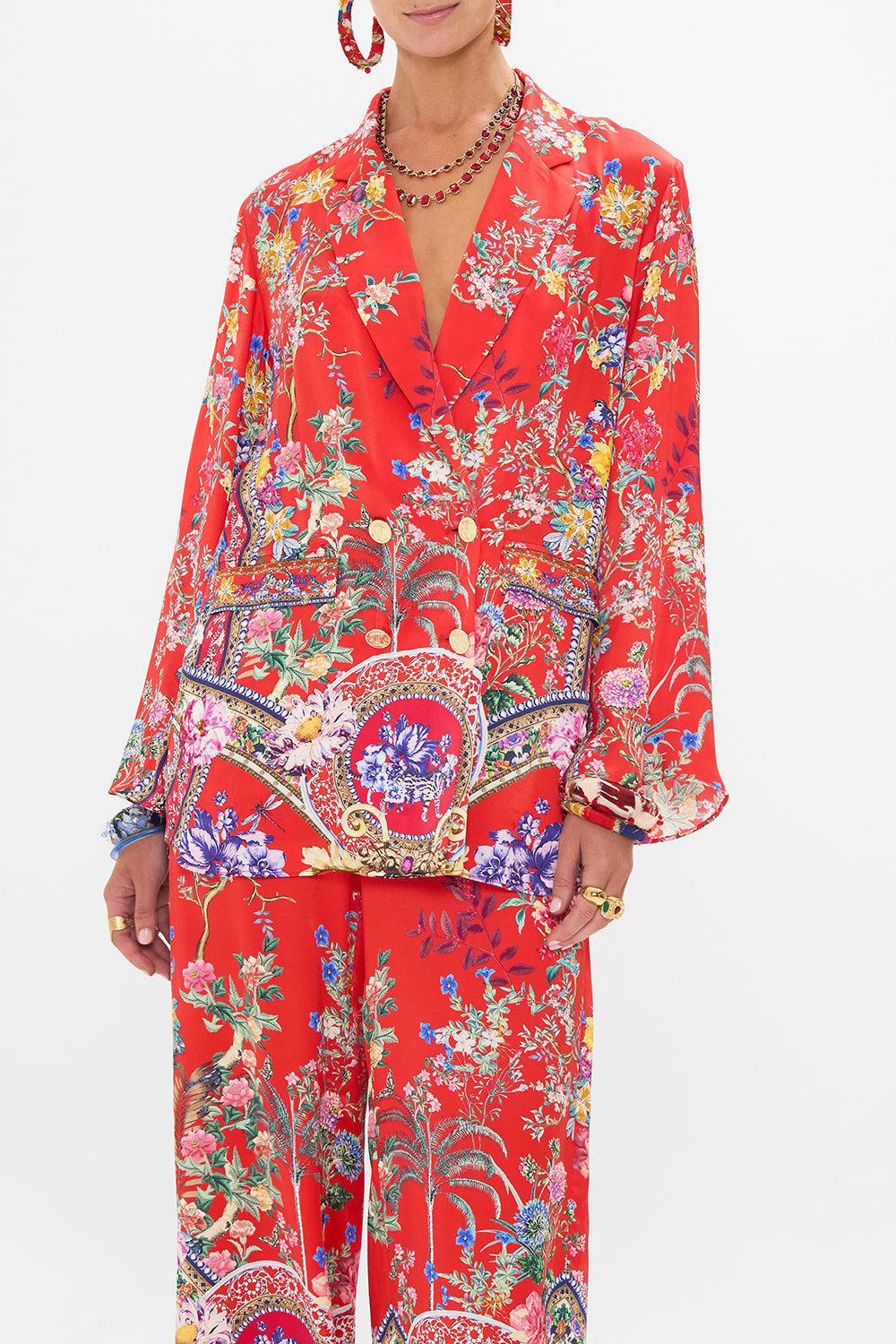 CAMILLA silk floral print blazer in The Summer Palace print