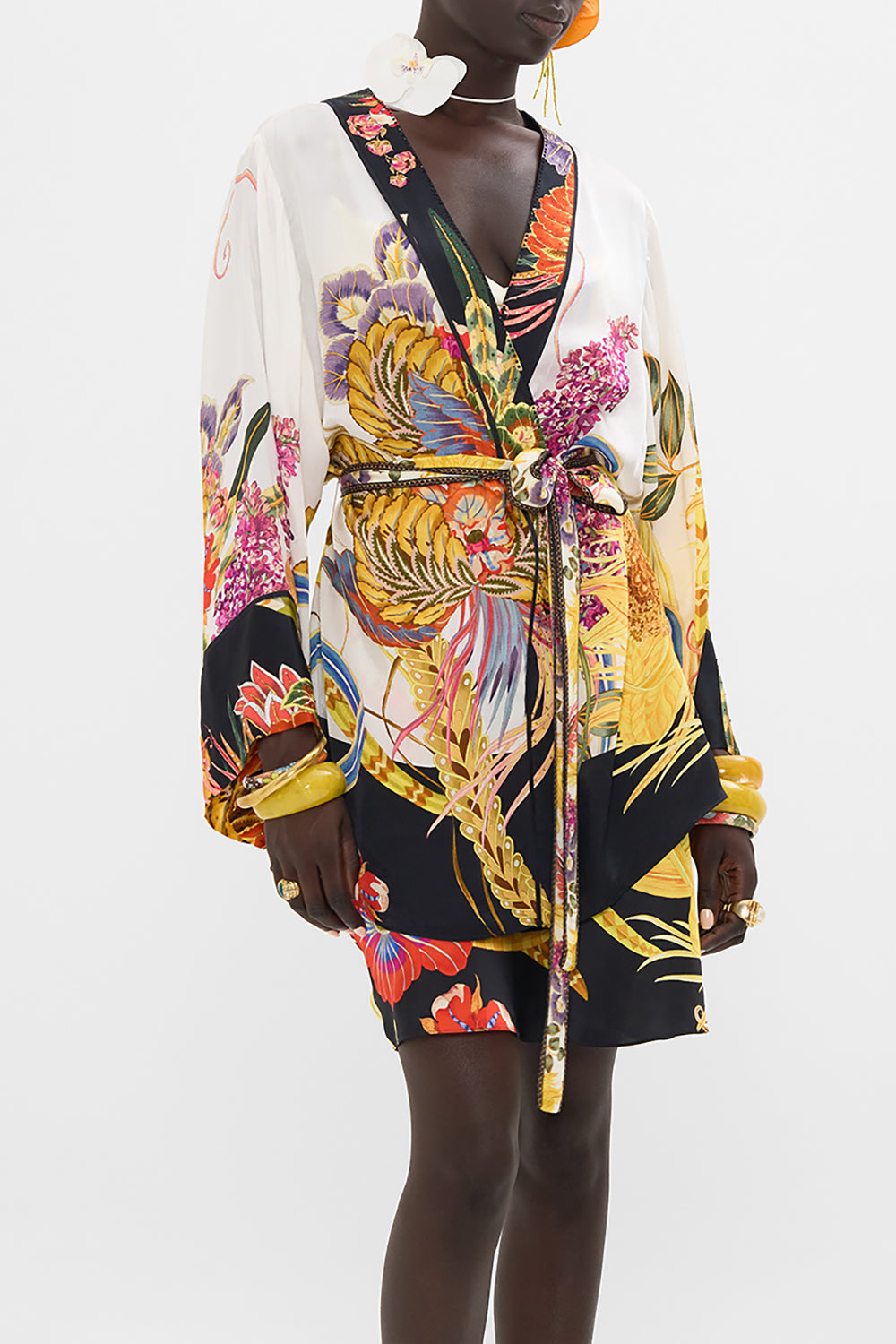 CAMILLA shirt silk kimono in Sunflowers On My Mind print