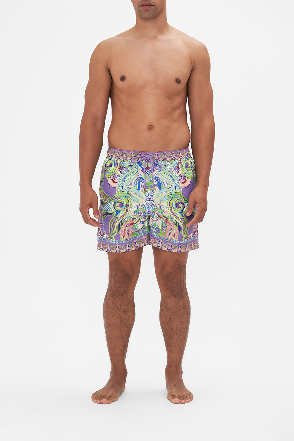 Hotel Franks By CAMILLA mens purple boardshorts in Amsterdam Jewel print