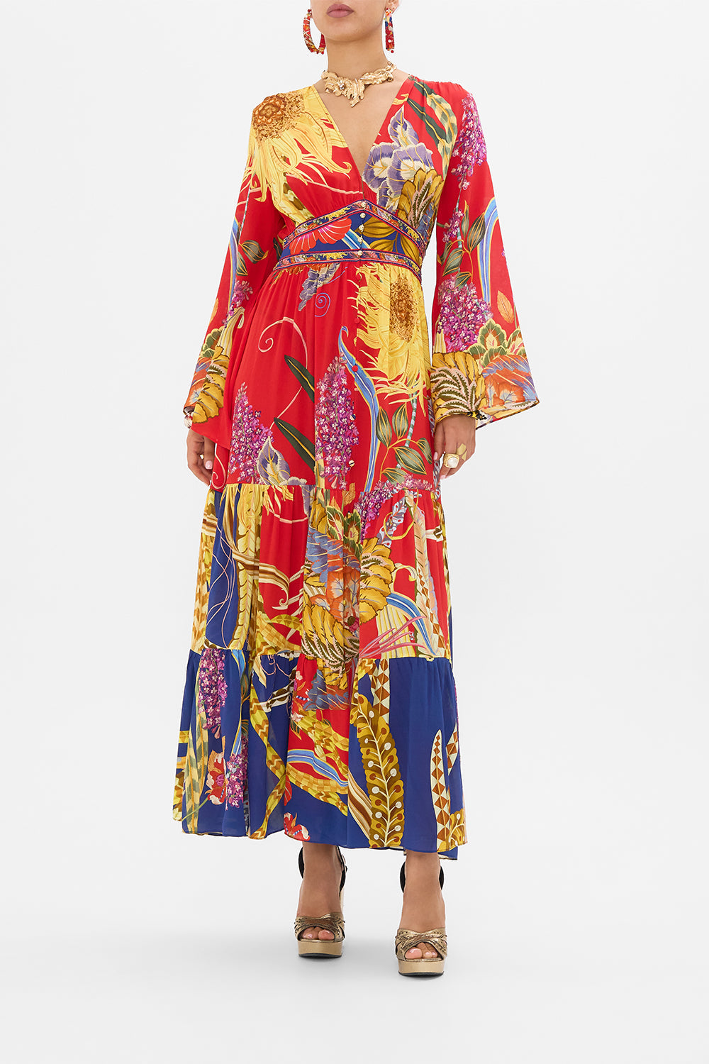 CAMILLA button dress in Through Vincents Eyes print