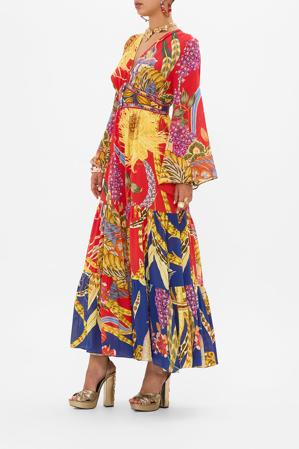 CAMILLA button dress in Through Vincents Eyes print