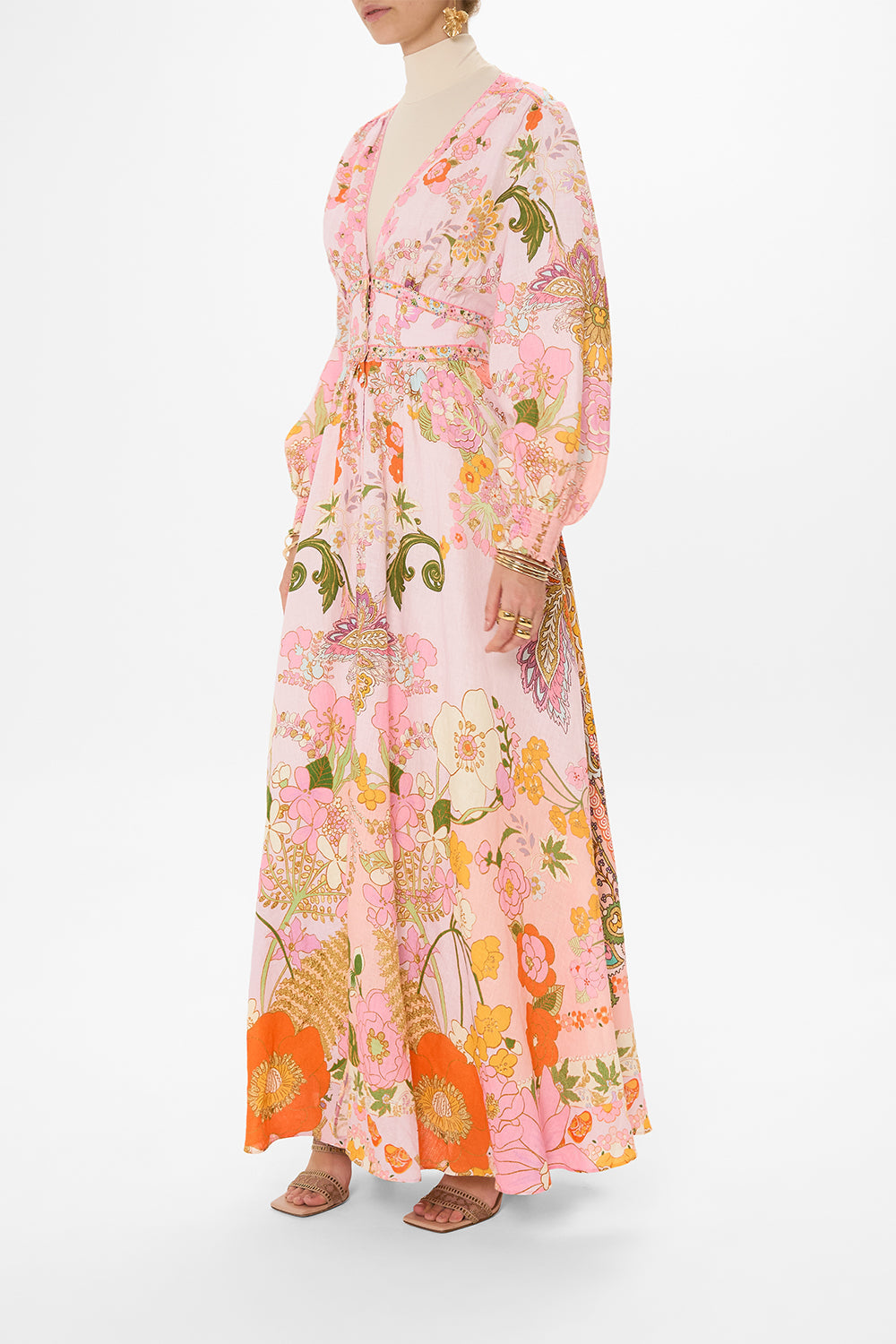 CAMILLA silk floral print dress in Clever Clogs print