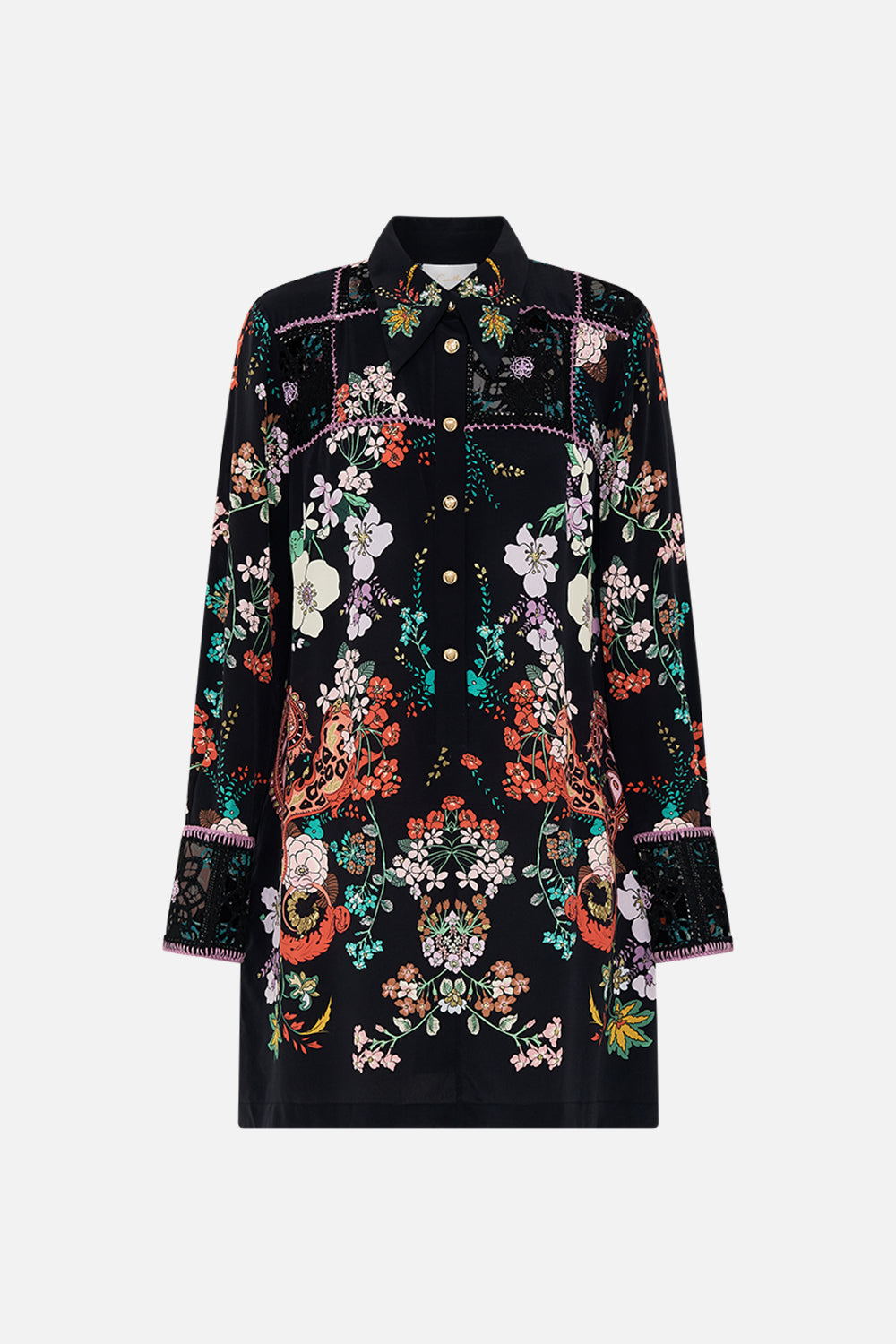 CAMILLA floral print shirt dress in We Wore Folklore print