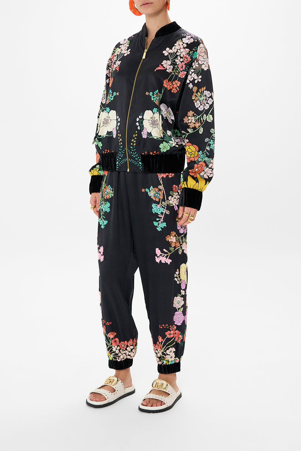 CAMILLA silk bomber jacket in We Wore Folklore print