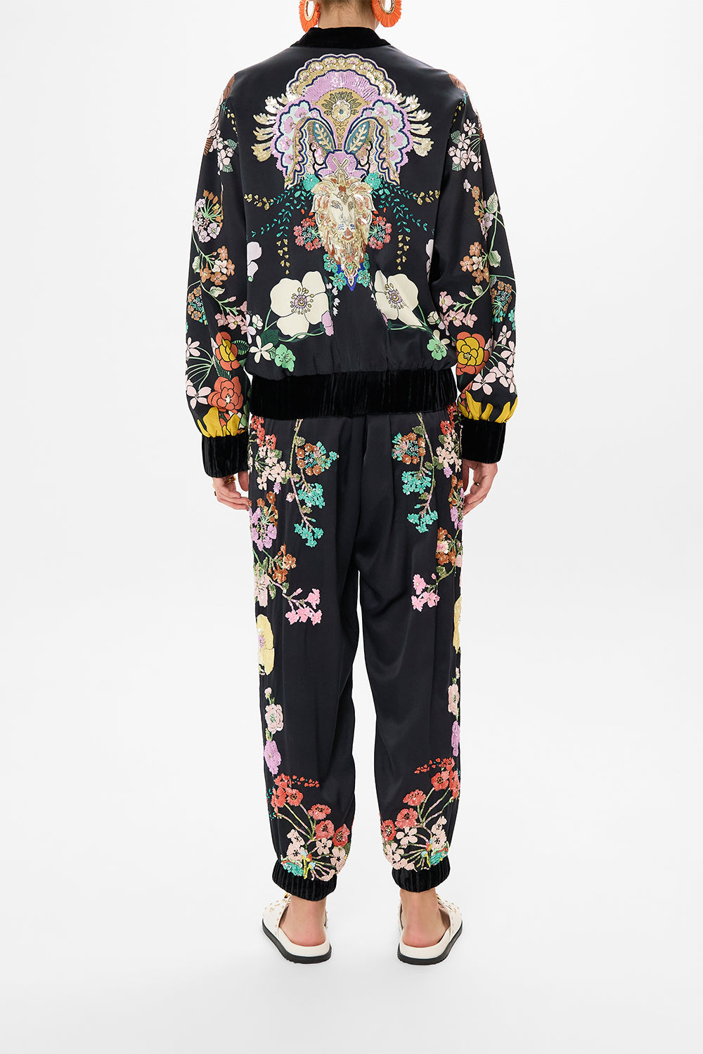 CAMILLA silk bomber jacket in We Wore Folklore print