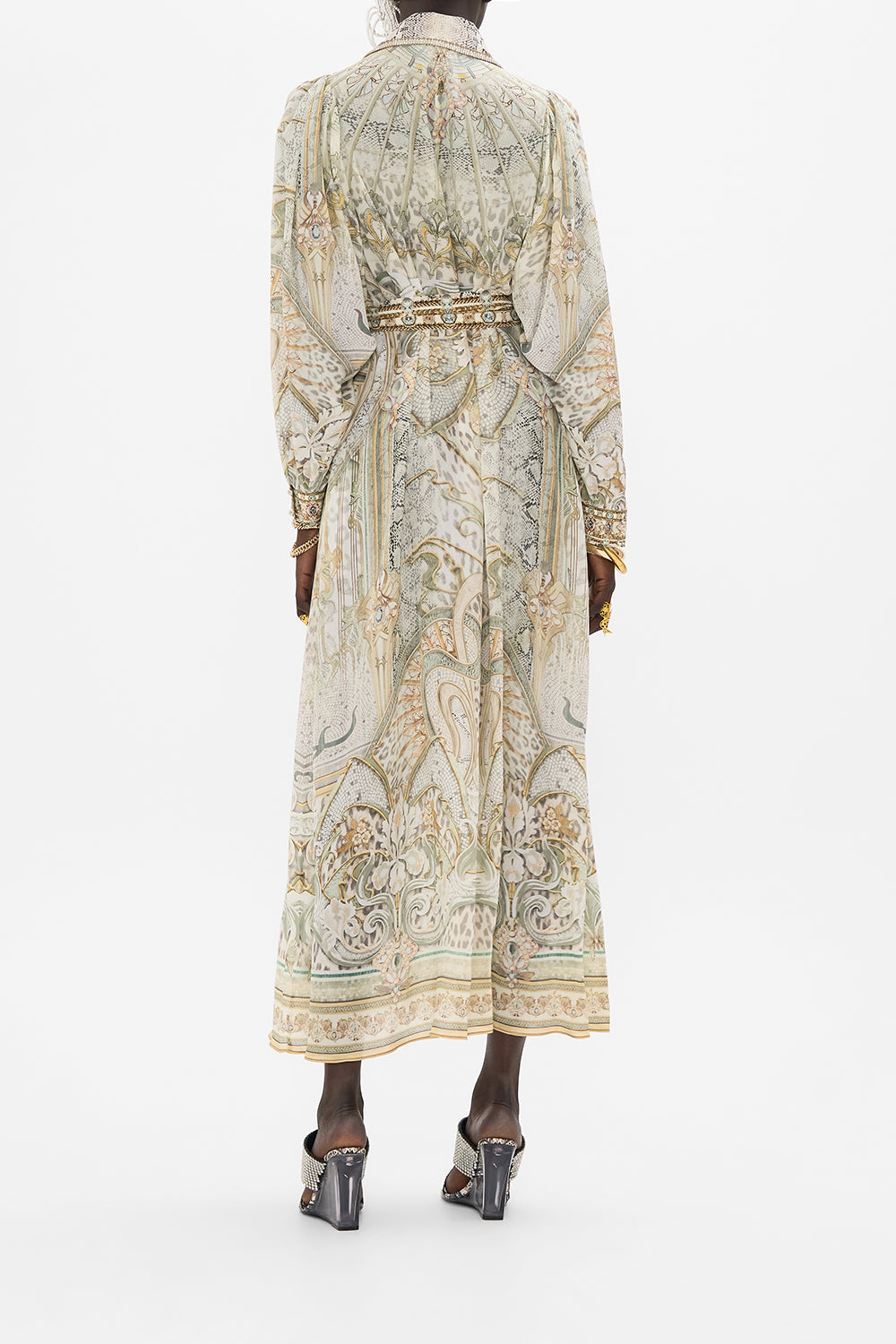 CAMILLA silk shirt in Ivory Tower Tales print