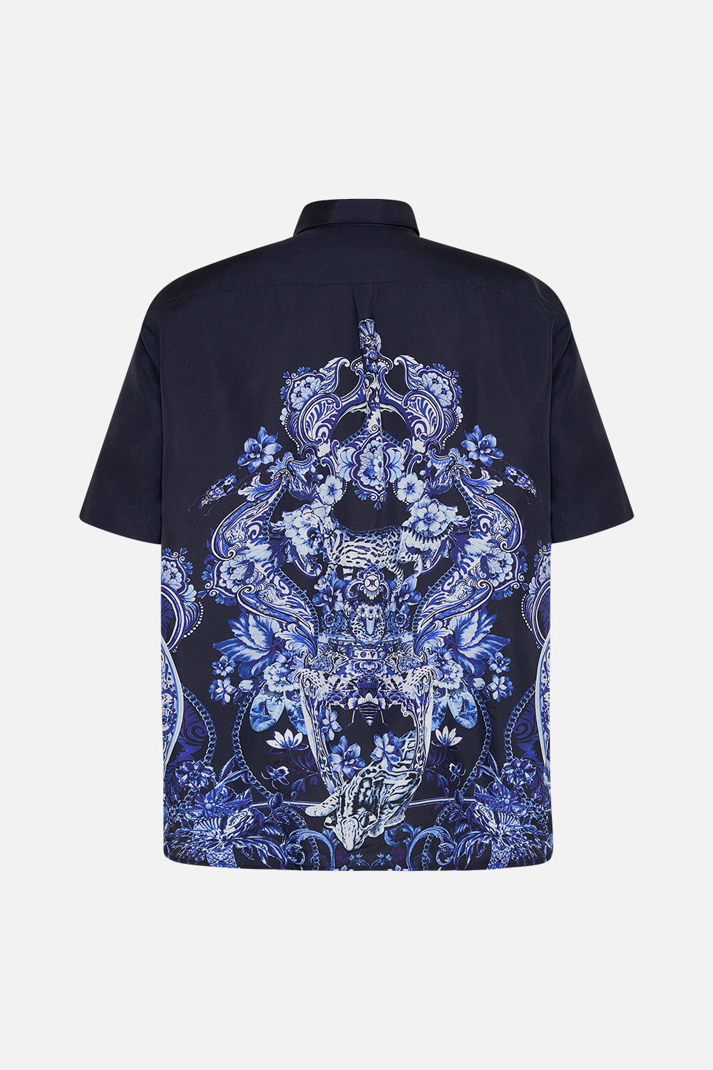 Back product view of Hotel Franks by CAMILLA mens silk shirt in delft Dynasty print
