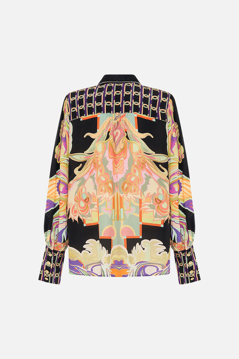 CAMILLA silk blouse in Club Cinemania print