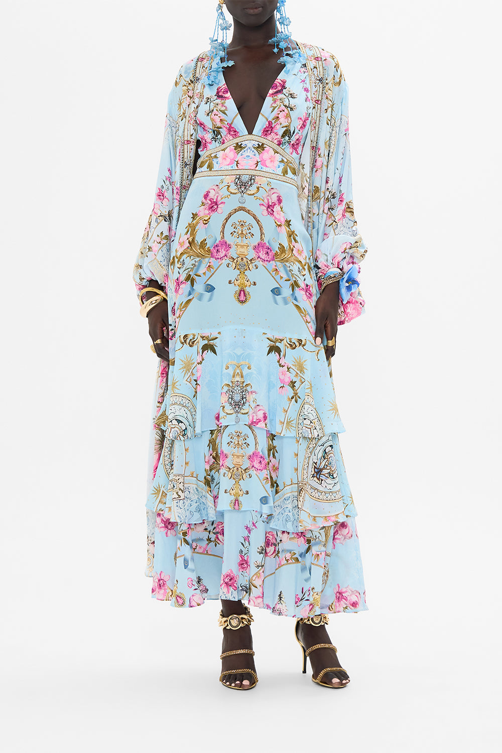 CAMILLA silk layer in Down The Garden Path print