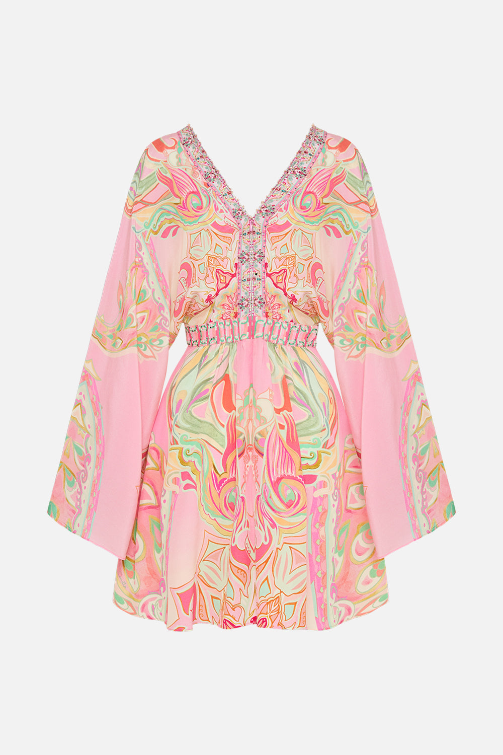 CAMILLA silk mini dress in Tea Wth Tuchinski print