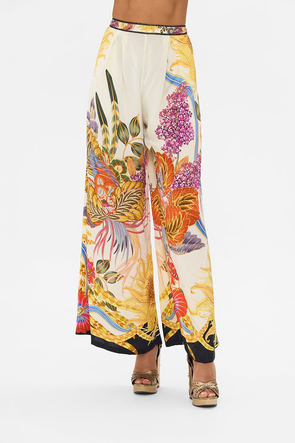 CAMILLA silk pants in Sunflowers On My Mind print