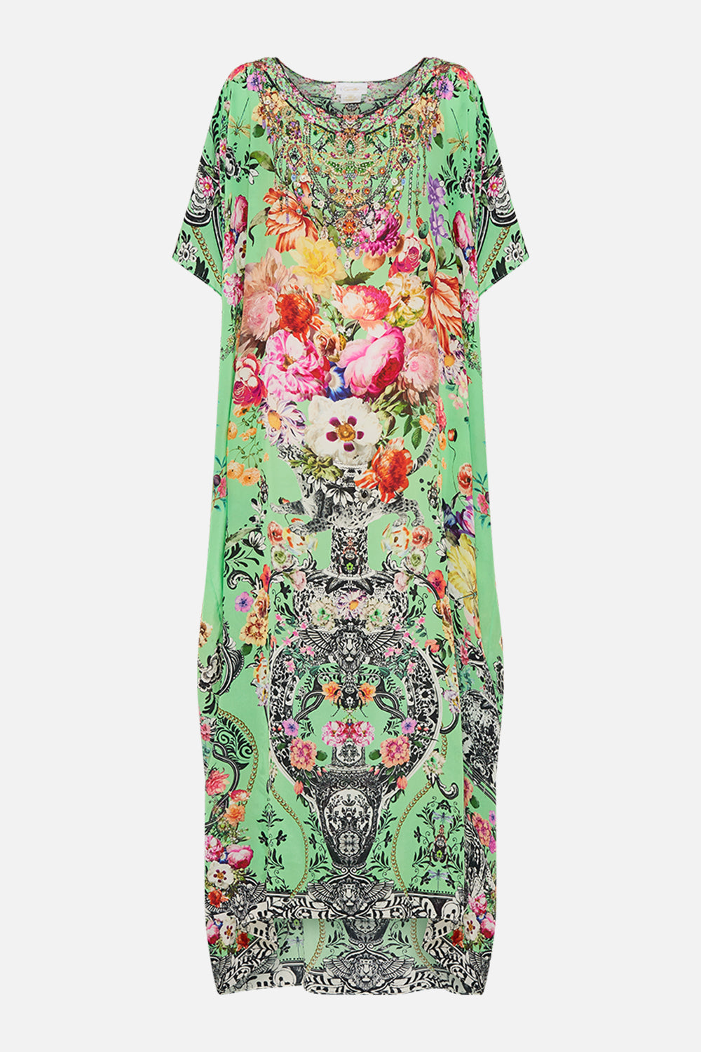 CAMILLA silk kaftan in Porcelain Dream print