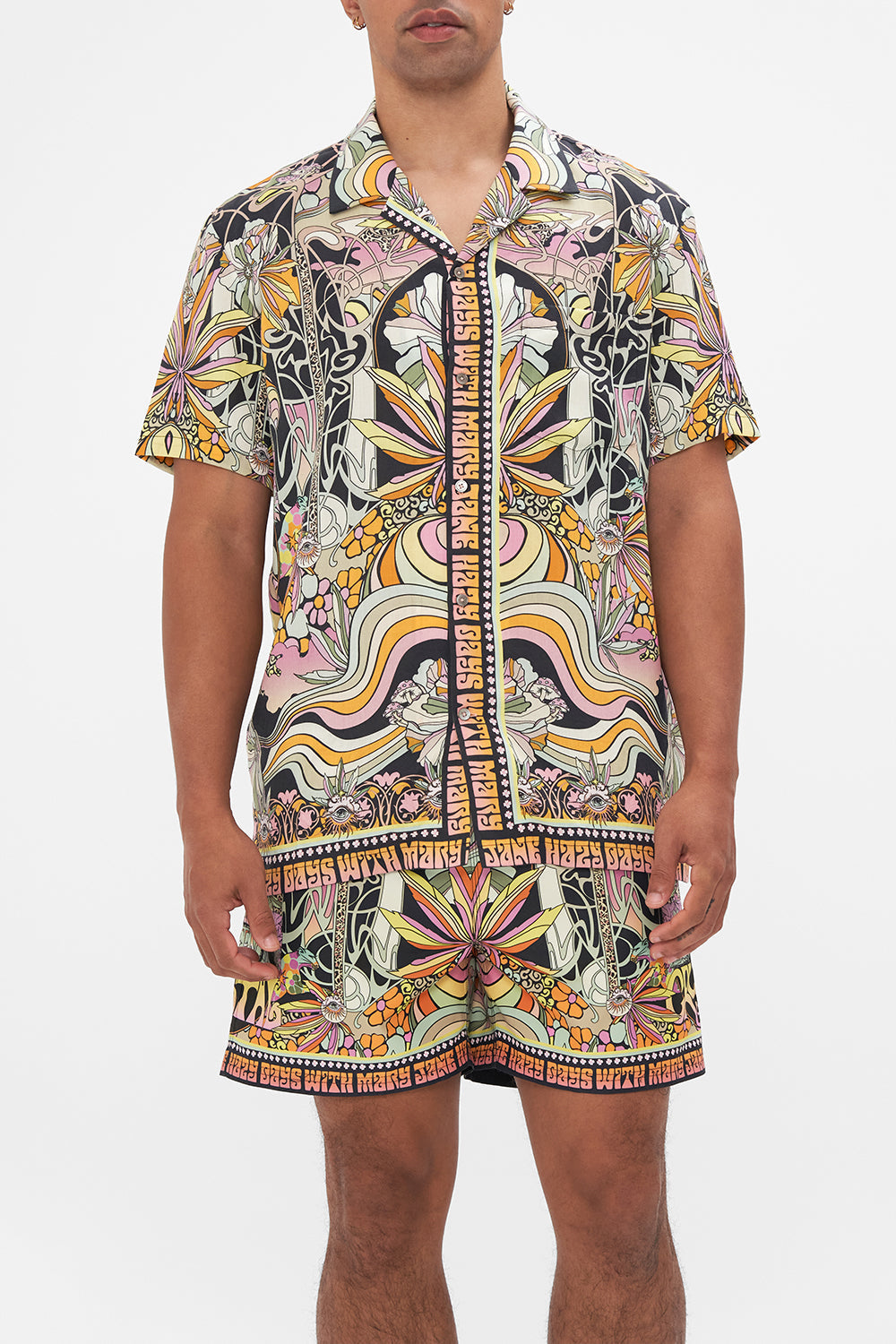 Hotel Franks by CAMILLA mens shrt sleeve shirt in Day Trippin print