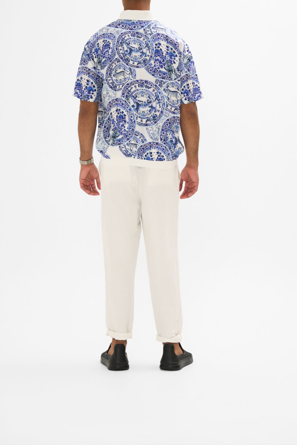 WOVEN SHORT SLEEVE POLO SHIRT GLAZE AND GRAZE