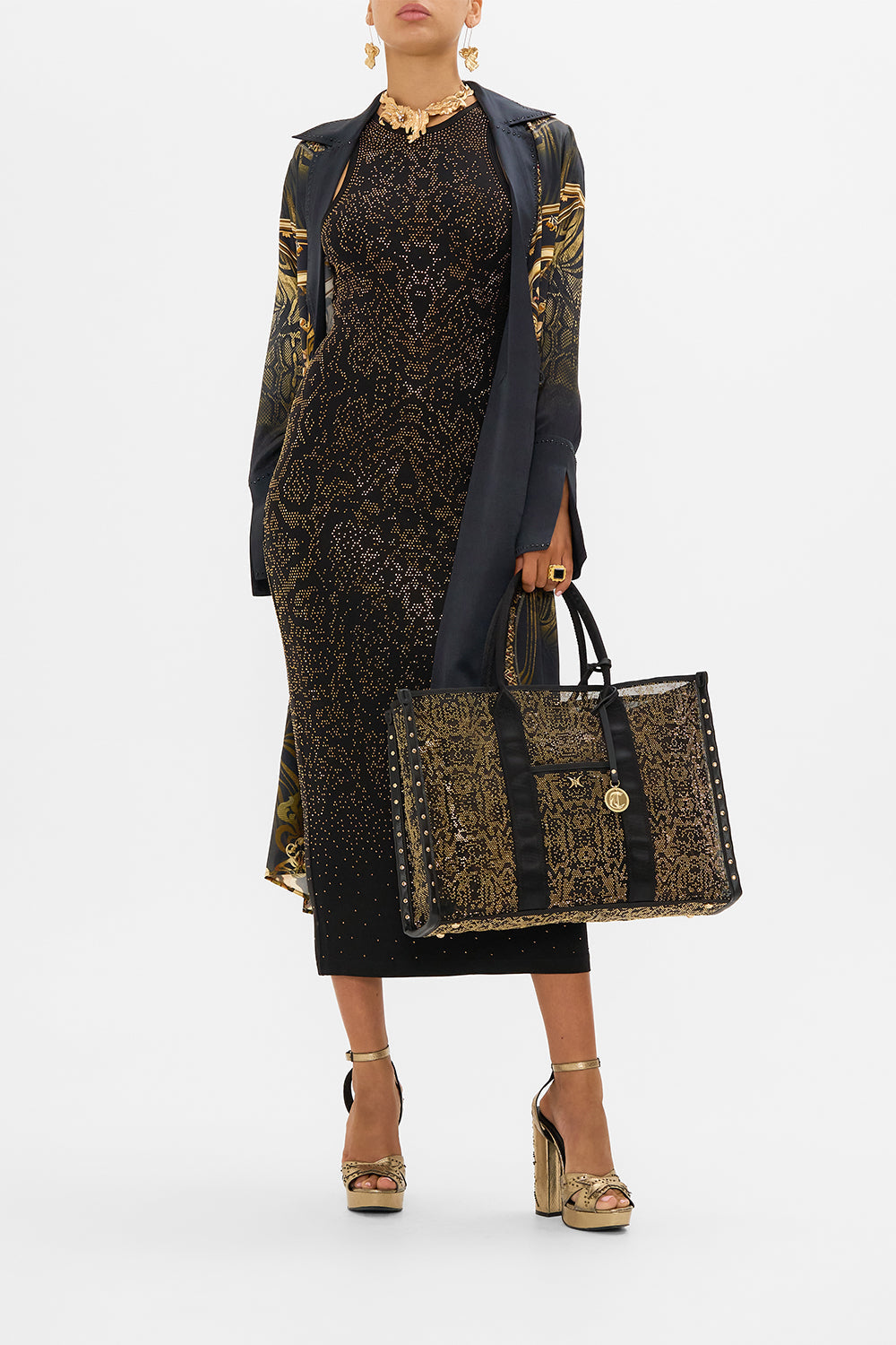 CAMILLA jersey tank dress in Nouveau Noir print