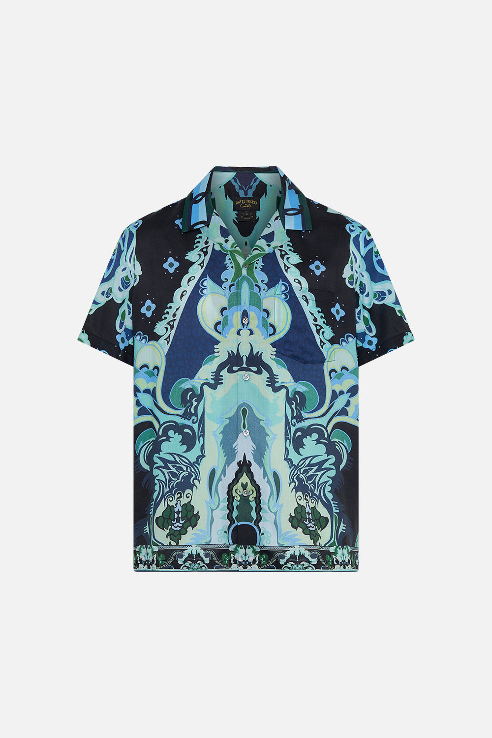 Hotel Franks By CAMILLA shirt sleeve camp collared shirt in These Walls Are Talking print