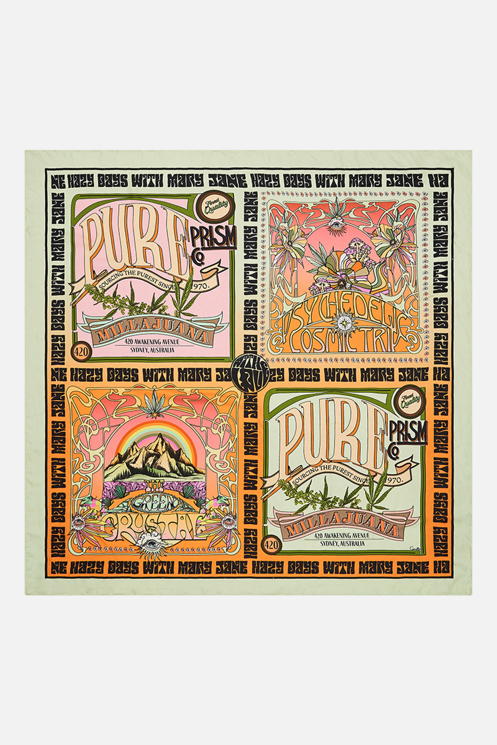 CAMILLA silk scarf in Lets Chase Rainbows