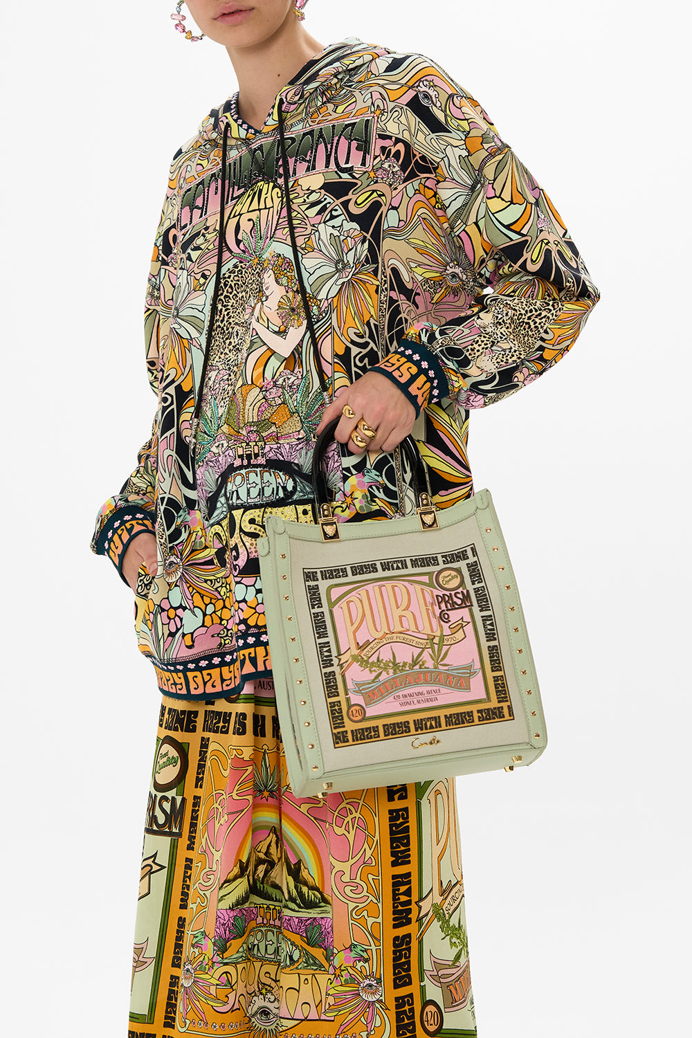 CAMILLA tote bag in Lets Chase Rainbows print