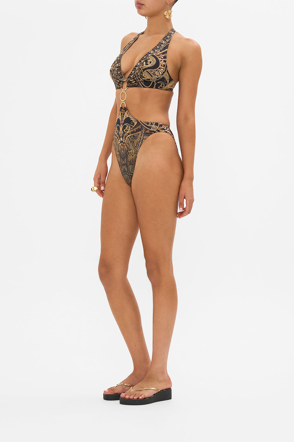 CAMILLA resortwear onepiece swimsuit in Nouveau Noir print