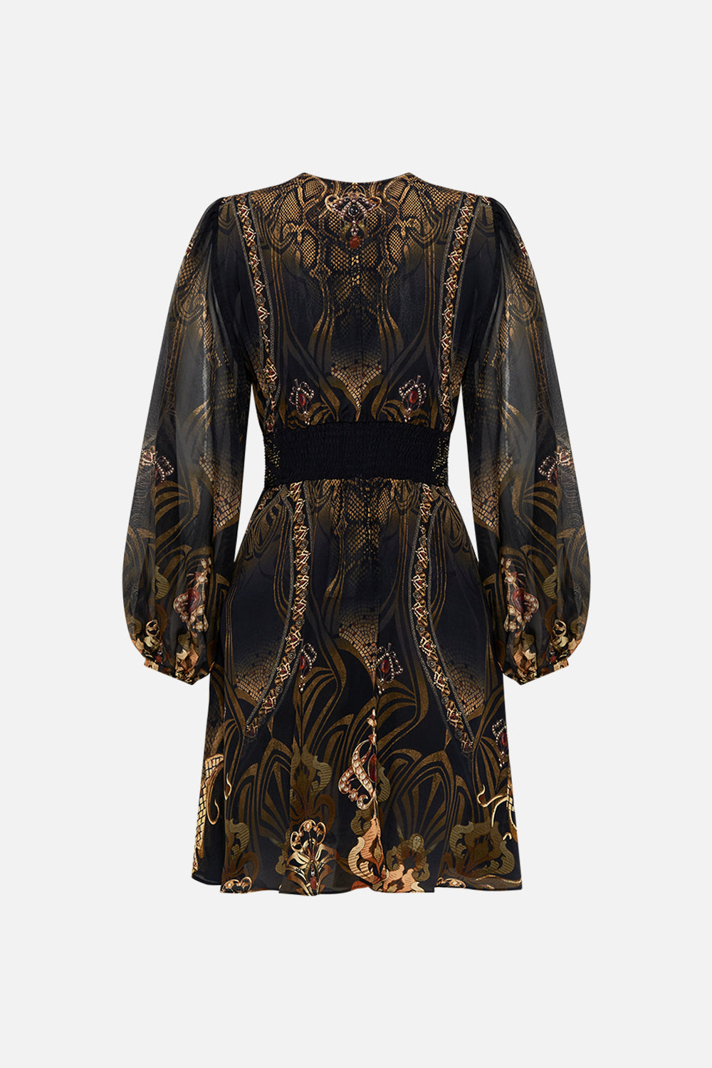 CAMILLA mini dress in Nouveau Noir print