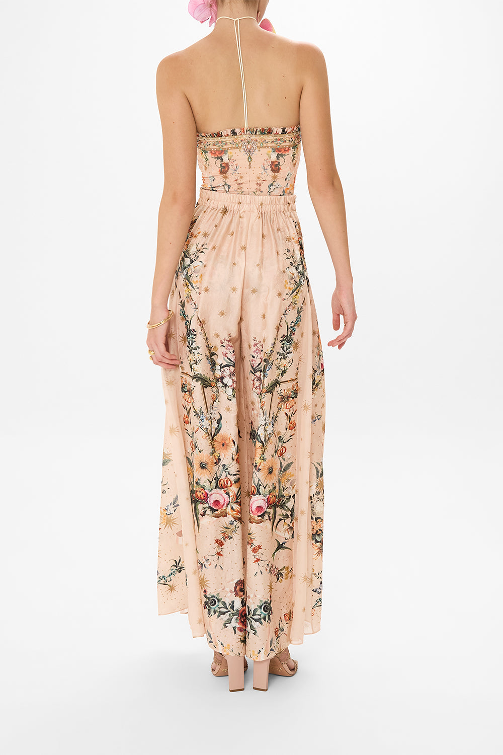 CAMILLA beandeau bodysuit in Rose Garden Revolution print