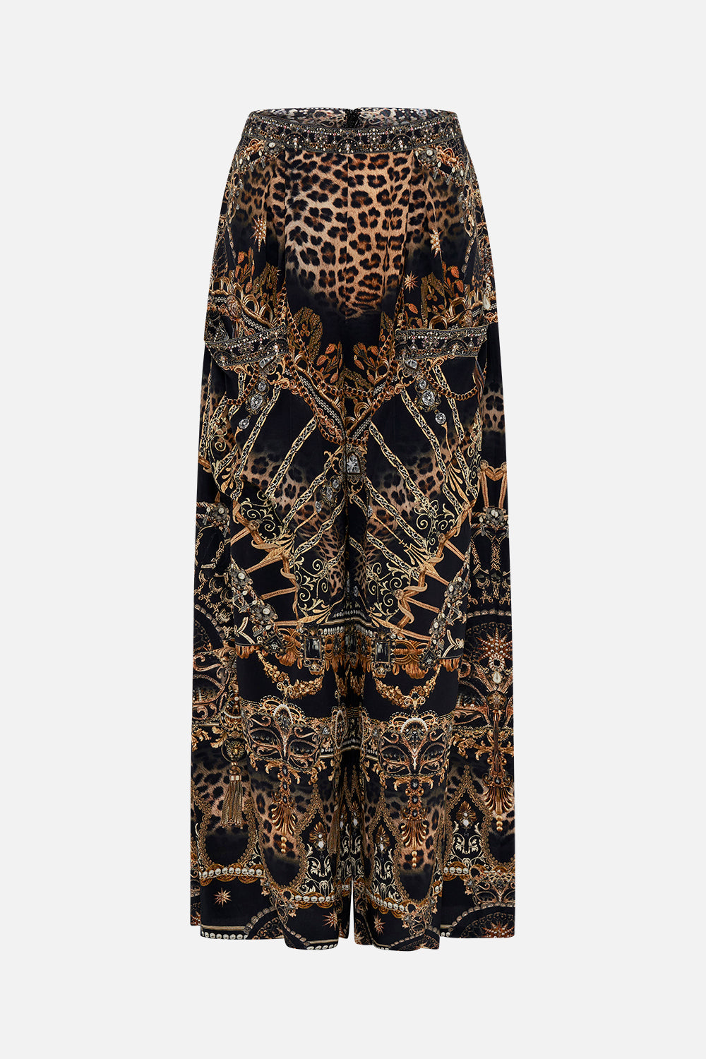 Product view of CAMILLA silk palazzo pants in Masked At Moonlight print