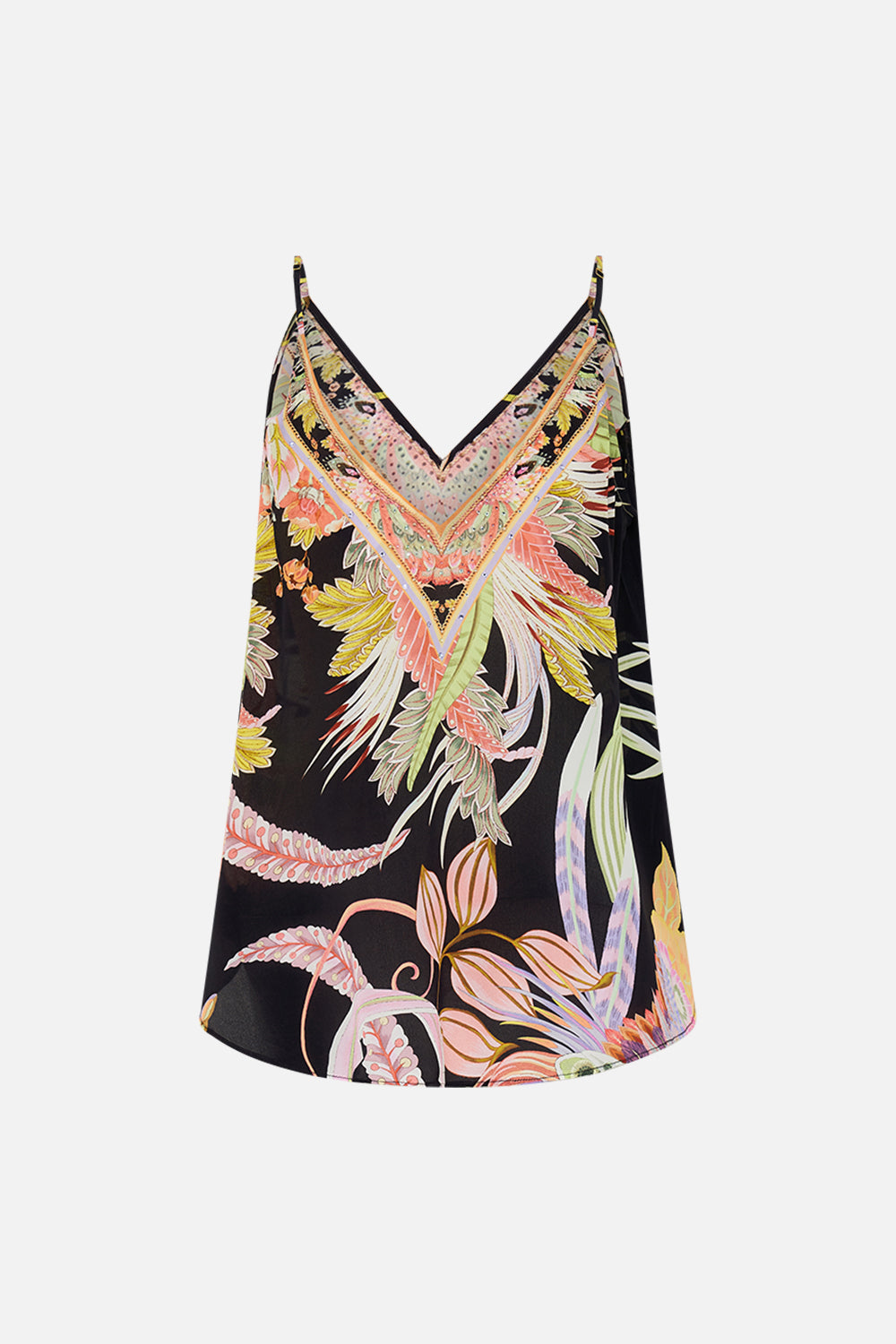 CAMILLA silk v neck cami in lady Of the moon print