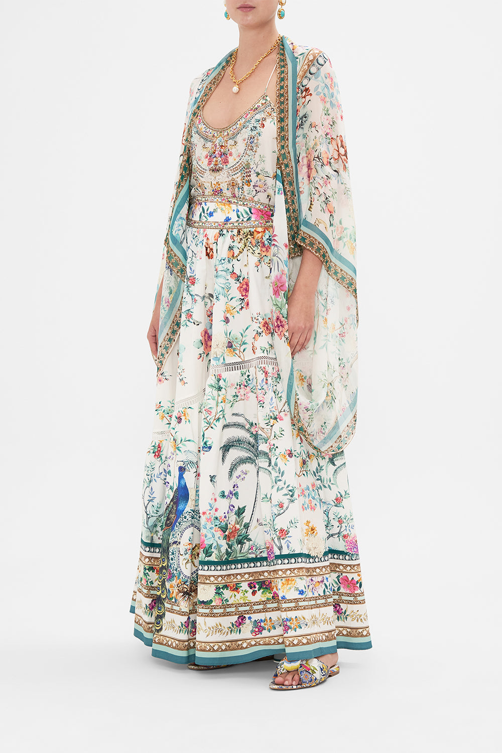 CAMILLA silk shrug in Plumes and Parterres print