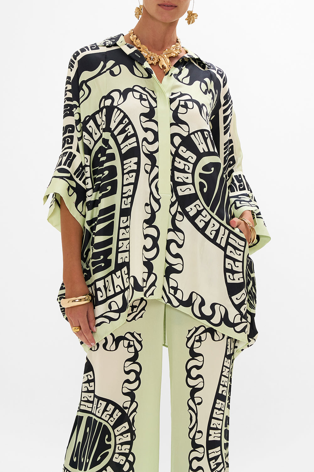 CAMILLA silk shirt in Double Dutch print